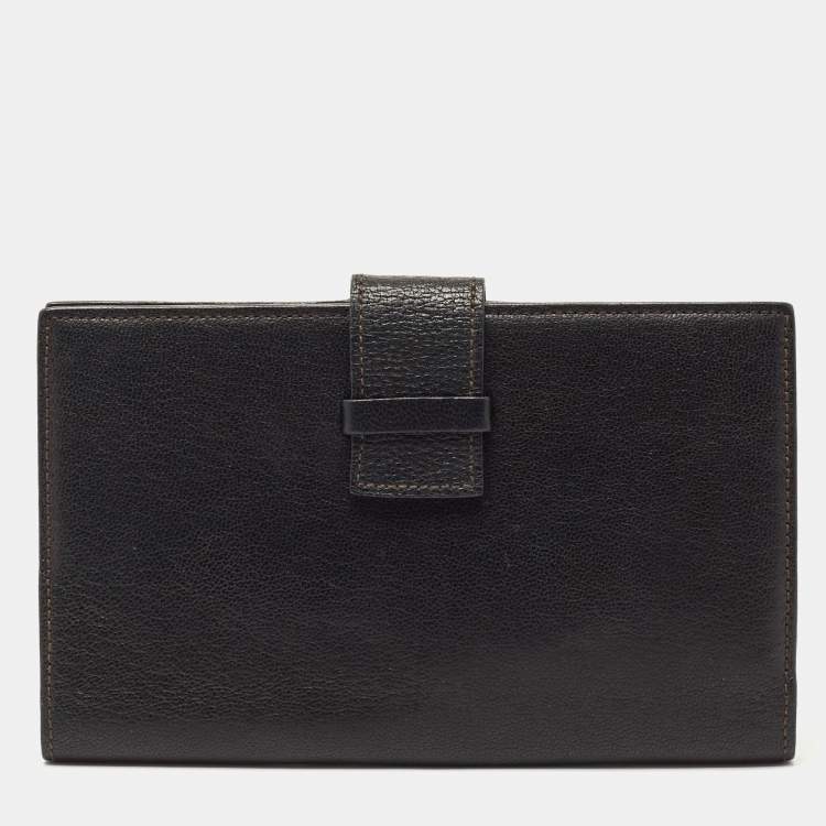 Pre Owned Cartier Dark Brown Leather Flap Passport Holder