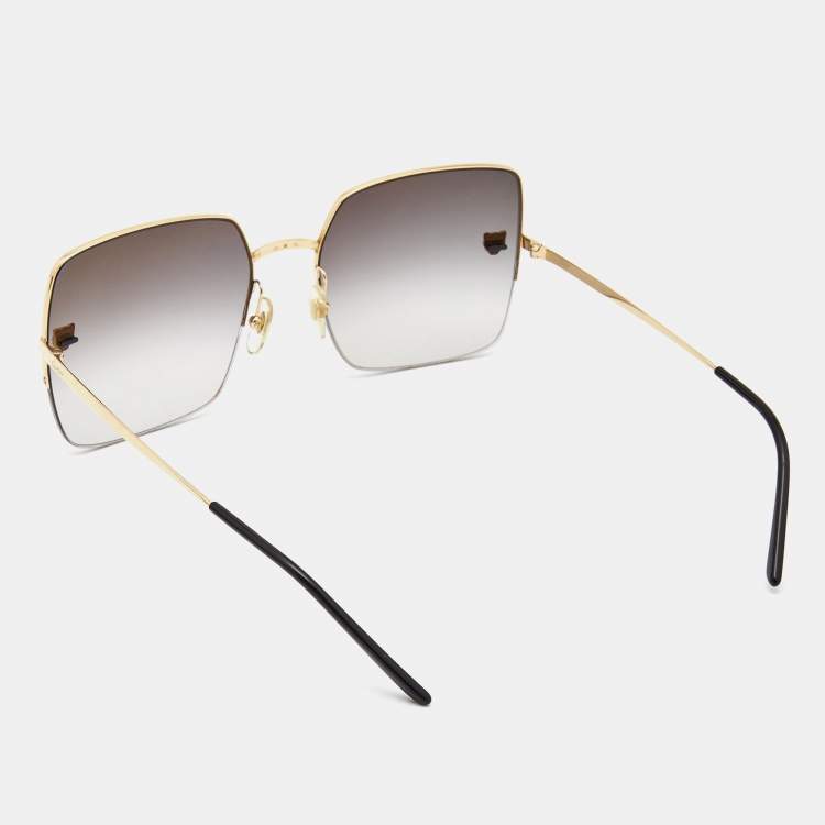 Pre Owned Cartier Gold Tone/Grey Gradient CT0121S Oversized Square Sunglasses