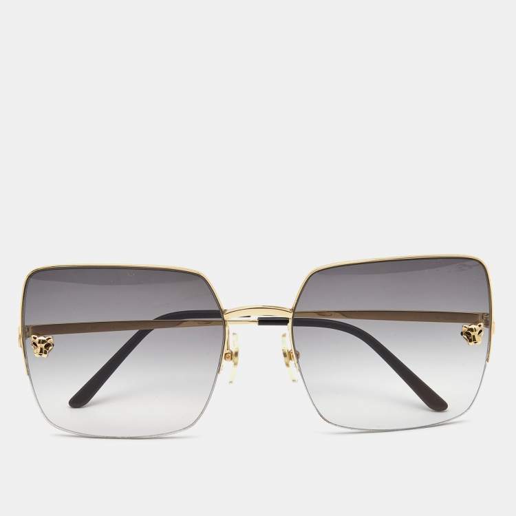 Cartier Gold Tone Grey Gradient CT0121S Oversized Square