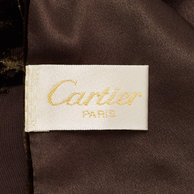 Pre Owned Cartier Brown Devore Panthere Silk Blend Stole