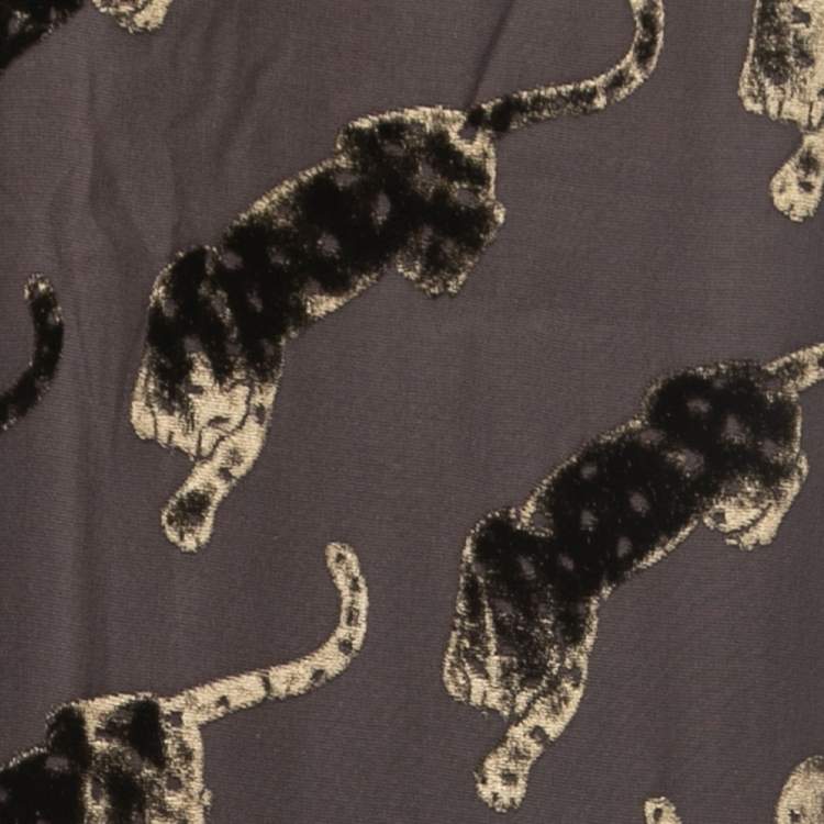 Pre Owned Cartier Brown Devore Panthere Silk Blend Stole