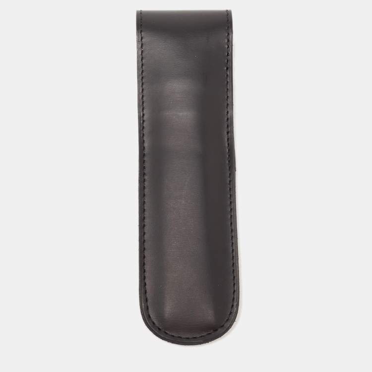 Pre Owned Cartier Black Leather Flap Pen Pouch