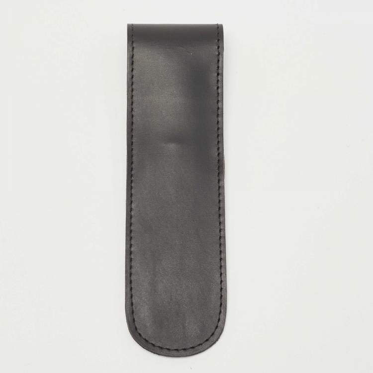 Pre Owned Cartier Black Leather Flap Pen Pouch