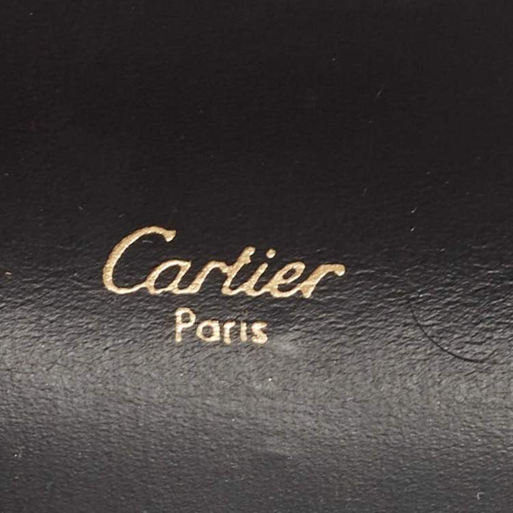 Pre Owned Cartier Black Leather Flap Pen Pouch