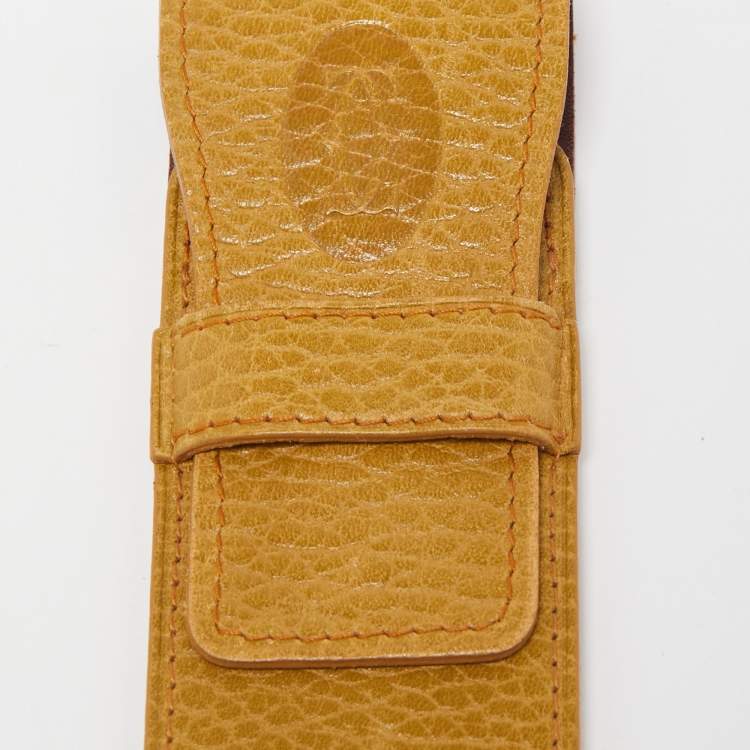 Pre Owned Cartier Tan Leather Flap Pen Pouch
