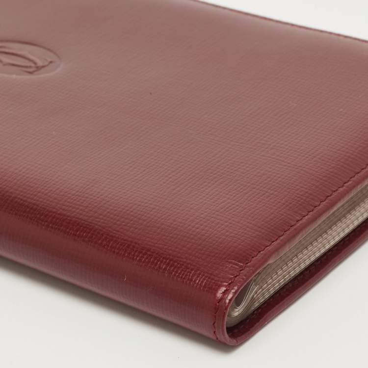 Pre Owned Cartier Burgundy Leather Business Cards Holder