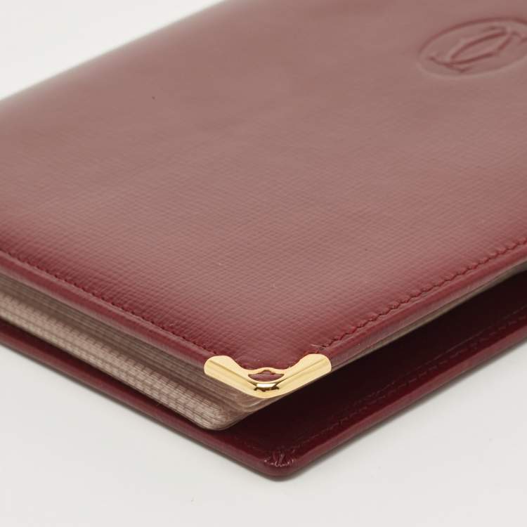 Pre Owned Cartier Burgundy Leather Business Cards Holder