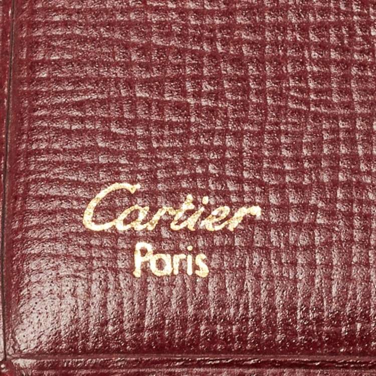 Pre Owned Cartier Burgundy Leather Business Cards Holder
