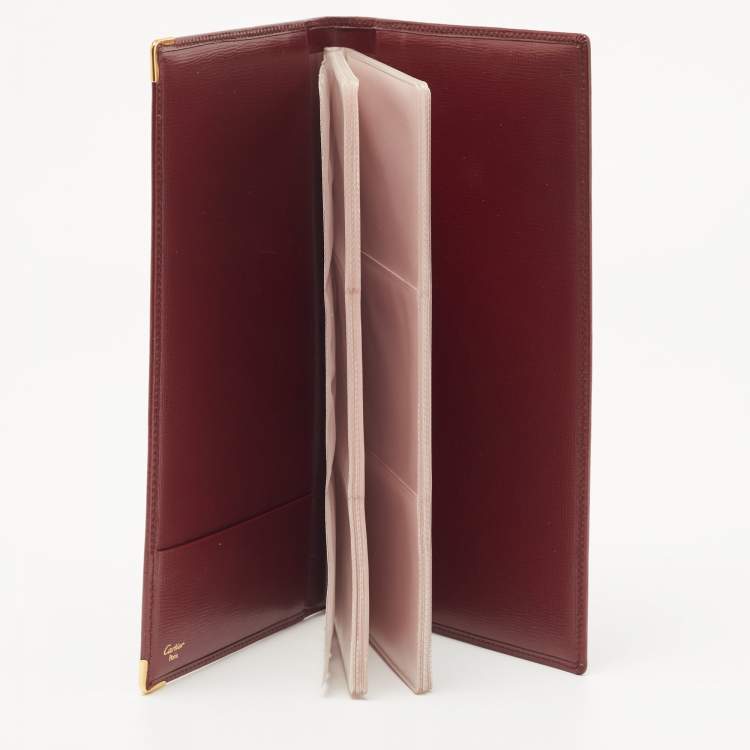 Pre Owned Cartier Burgundy Leather Business Cards Holder