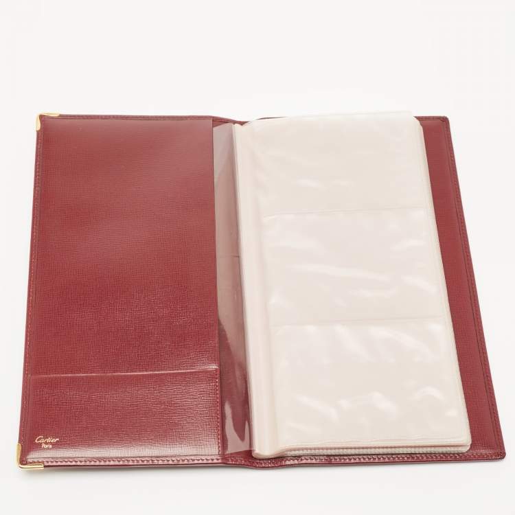 Pre Owned Cartier Burgundy Leather Business Cards Holder