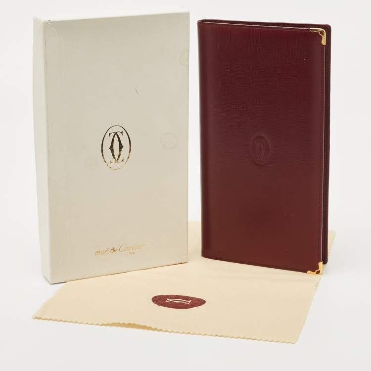 Pre Owned Cartier Burgundy Leather Business Cards Holder