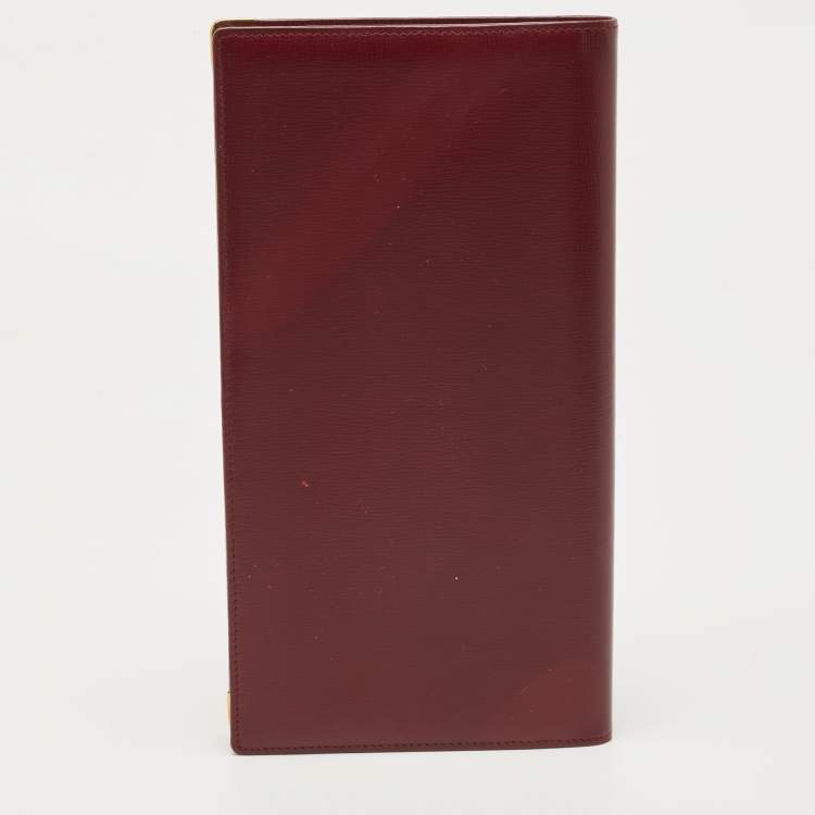 Pre Owned Cartier Burgundy Leather Business Cards Holder