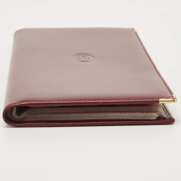 Pre Owned Cartier Burgundy Leather Business Cards Holder