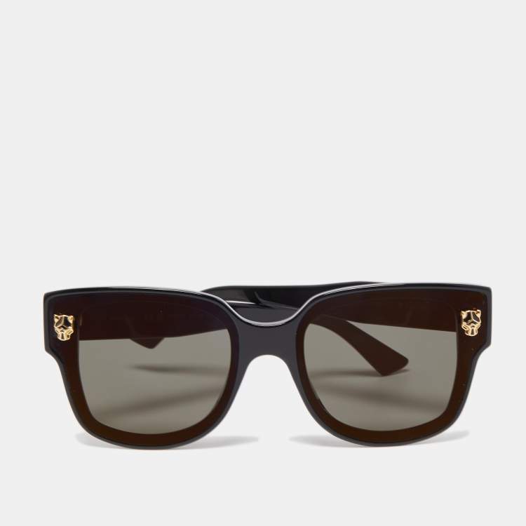 Pre Owned Cartier Black CT0357S Panthere Square Sunglasses