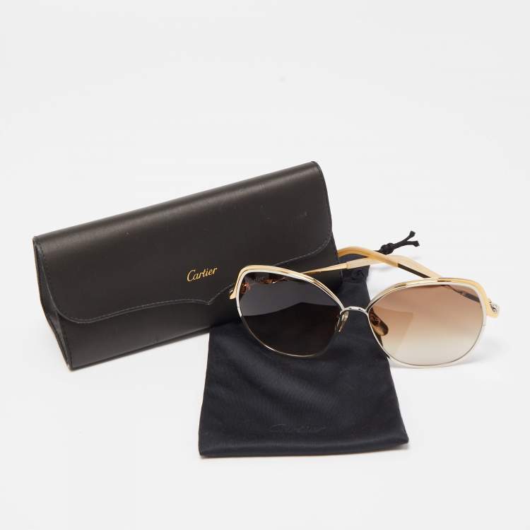 Pre Owned Cartier Brown Gradient CT0089S Trinity de Cartier Square Sunglasses