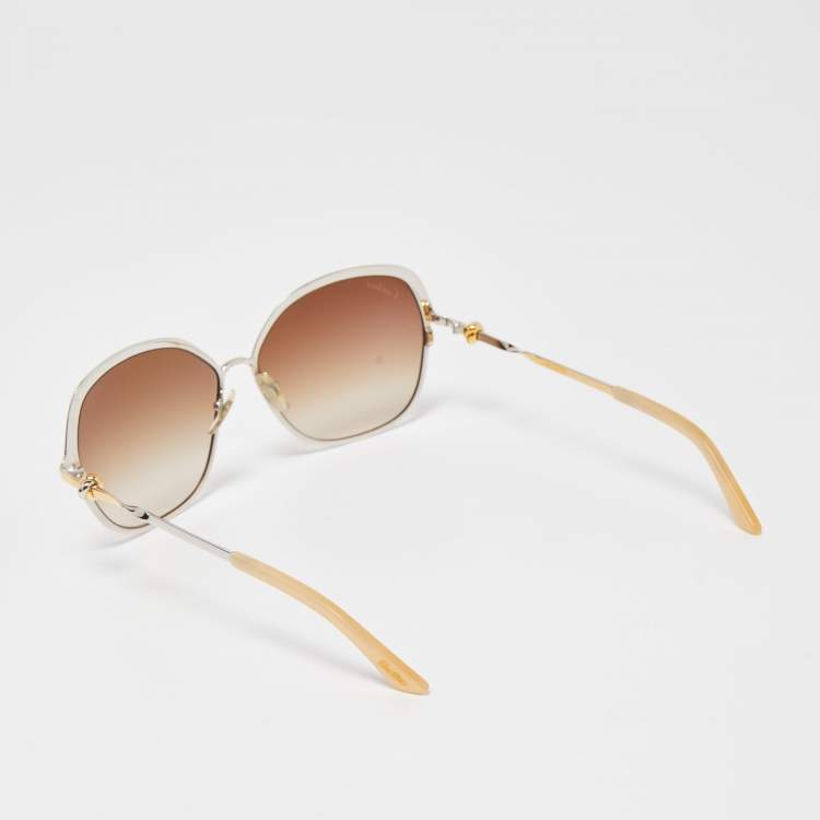 Pre Owned Cartier Brown Gradient CT0089S Trinity de Cartier Square Sunglasses