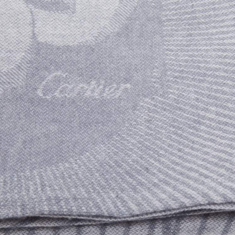 Pre Owned Cartier Grey Panther Motif Cashmere Baby Blanket 