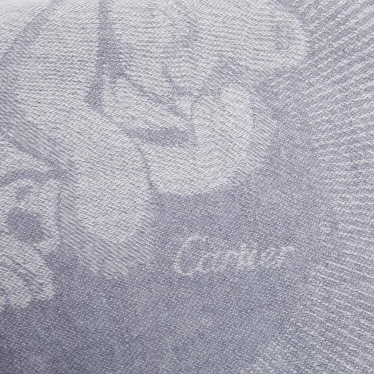 Pre Owned Cartier Grey Panther Motif Cashmere Baby Blanket 