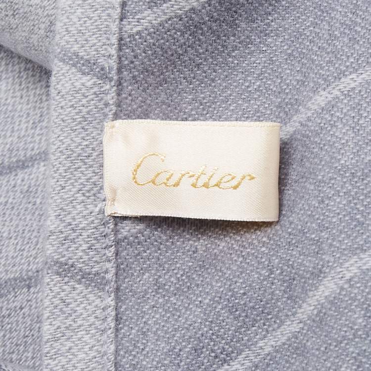 Pre Owned Cartier Grey Panther Motif Cashmere Baby Blanket 