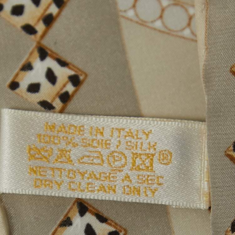 Pre Owned Cartier Cream Panthers & Hoops Print Silk Square Scarf