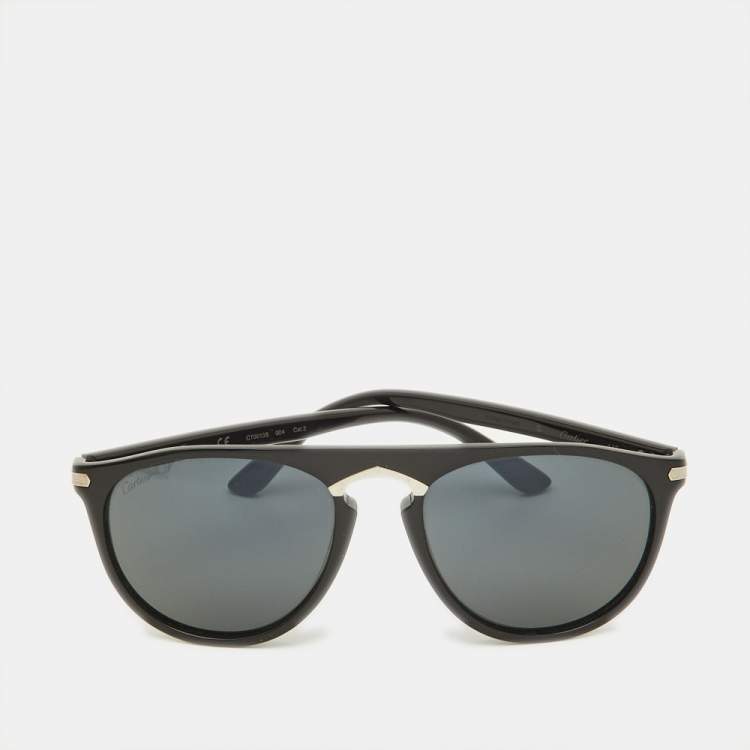 Pre Owned Cartier Black/Black CT0013S Pilot Sunglasses