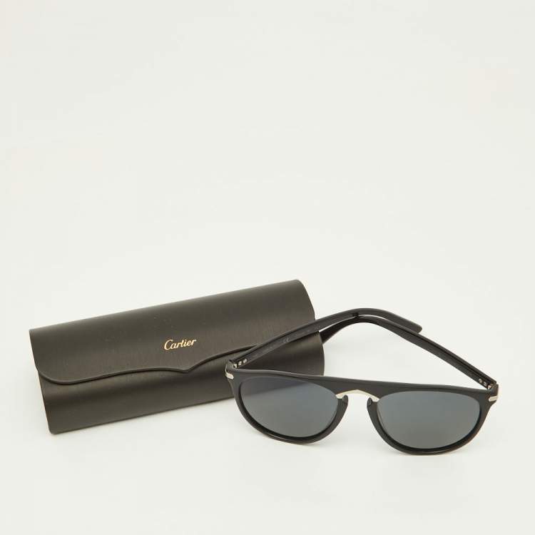 Pre Owned Cartier Black/Black CT0013S Pilot Sunglasses