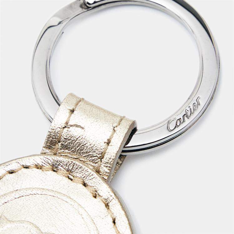Pre Owned Cartier Gold Leather Must de Cartier Key Ring