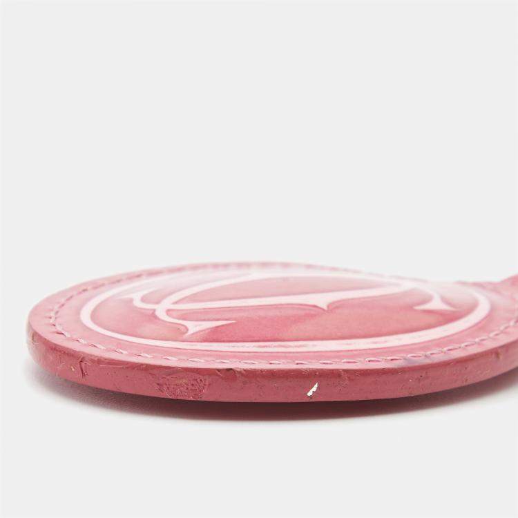 Pre Owned Cartier Pink Glossy Leather Must de Cartier Key Ring