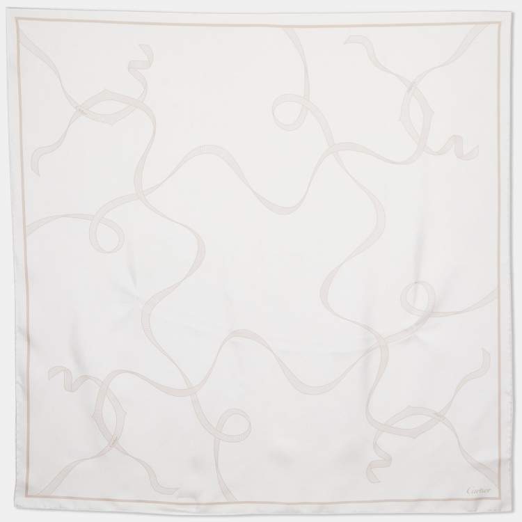 Pre Owned Cartier Pale Pink Print Silk Scarf