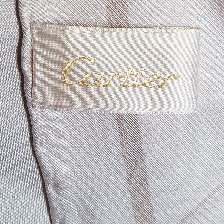 Pre Owned Cartier Pale Pink Print Silk Scarf