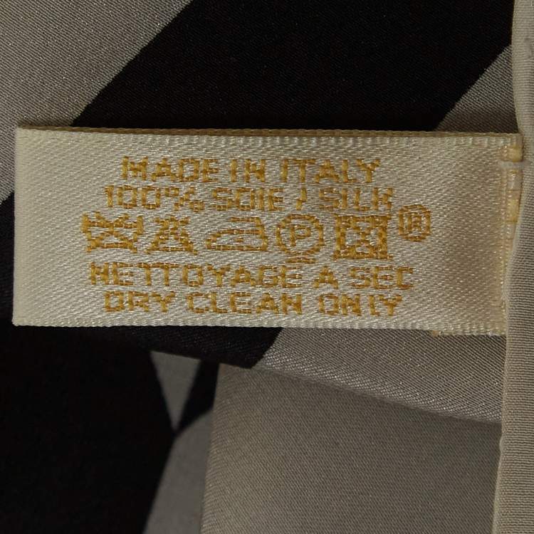 Pre Owned Cartier Black/Grey Logo Print Silk Satin Sqaure Scarf