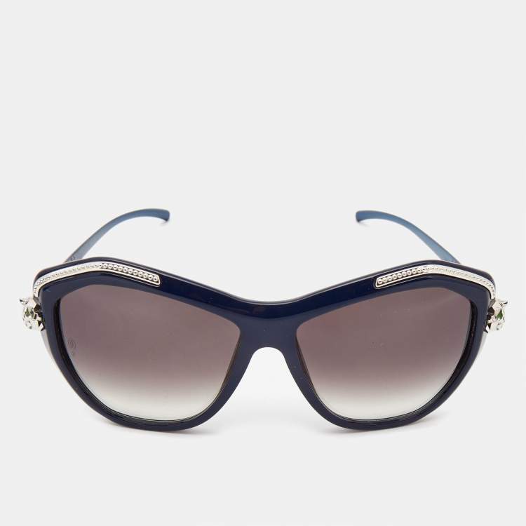 Pre Owned Cartier Navy Blue/Black Gradient Panthere De Cartier Cat Eye Sunglasses