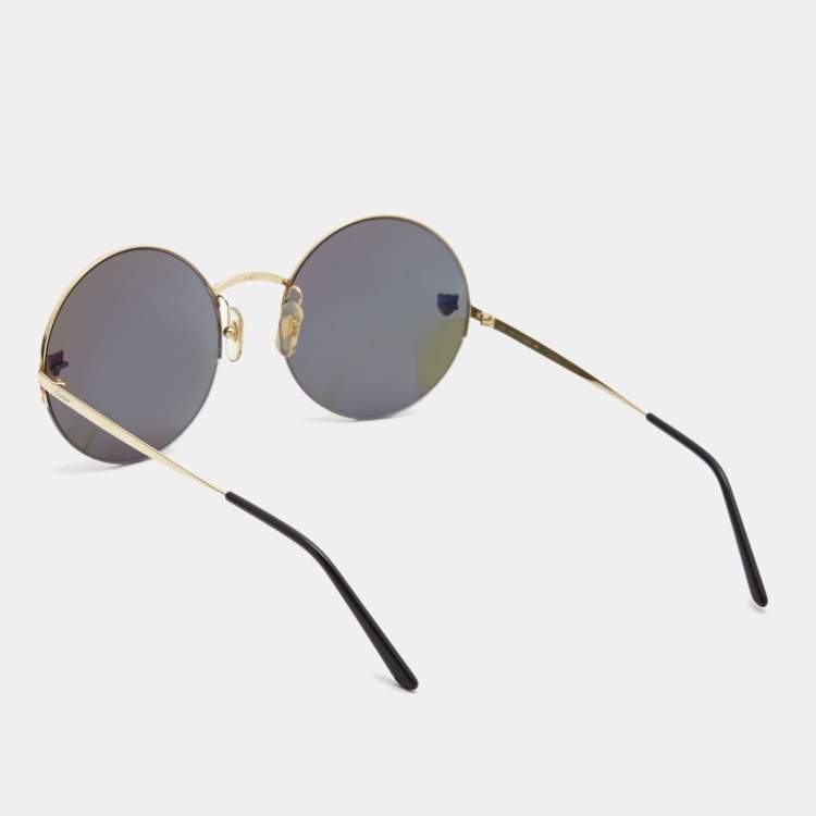مملوكة مسبقًا Cartier Gold Mirrored Panthere De Cartier Round Sunglasses