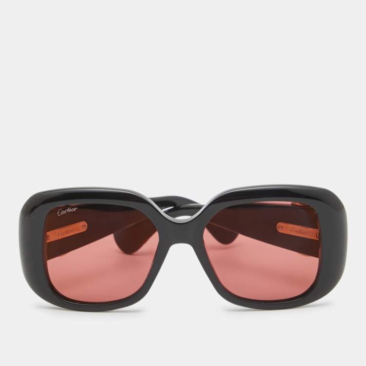 Pre Owned Cartier Black/Pink Panthère de Cartier Square Sunglasses
