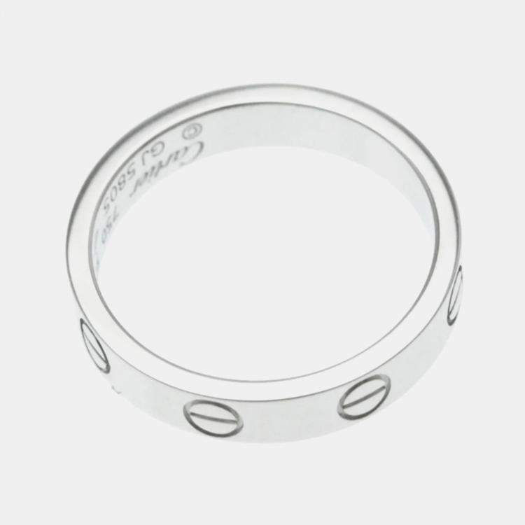 Pre Owned Cartier 18K White Gold Love Band Ring EU 50