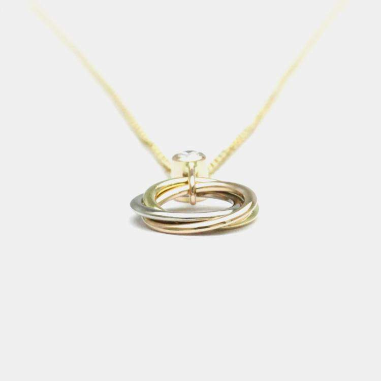 Pre Owned Cartier 18K Yellow, Rose, White Gold and Diamond Trinity Pendant Necklace 