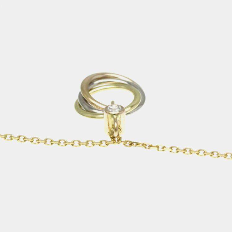 Pre Owned Cartier 18K Yellow, Rose, White Gold and Diamond Trinity Pendant Necklace 