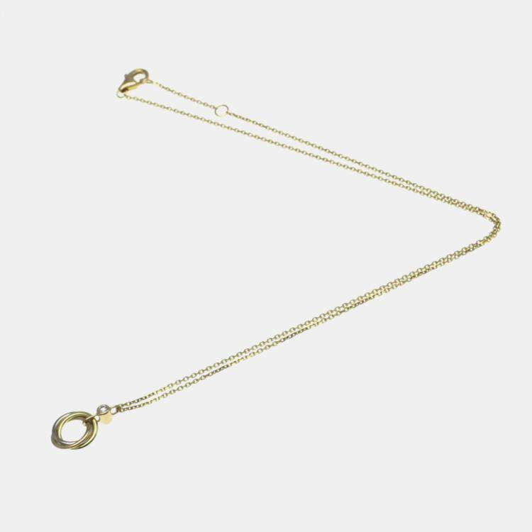 Pre Owned Cartier 18K Yellow, Rose, White Gold and Diamond Trinity Pendant Necklace 