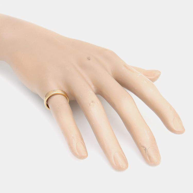 Pre Owned Cartier 18k Yellow Gold Logo de Cartier Ring Size 7