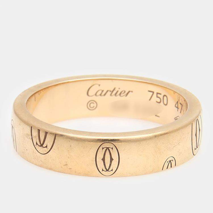 Pre Owned Cartier 18k Yellow Gold Logo de Cartier Ring Size 7