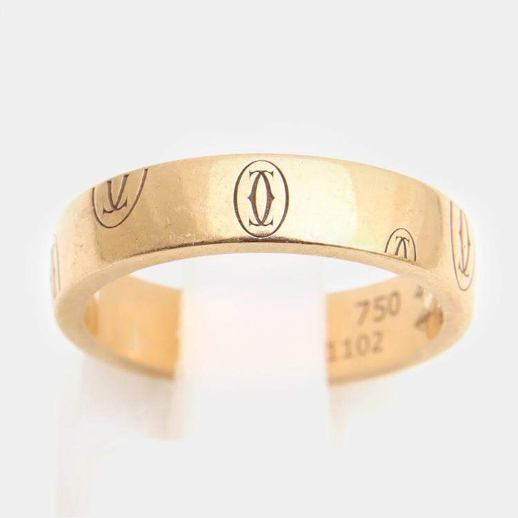 Pre Owned Cartier 18k Yellow Gold Logo de Cartier Ring Size 7