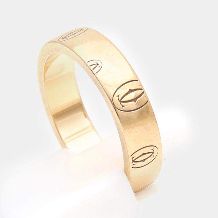 Pre Owned Cartier 18k Yellow Gold Logo de Cartier Ring Size 7