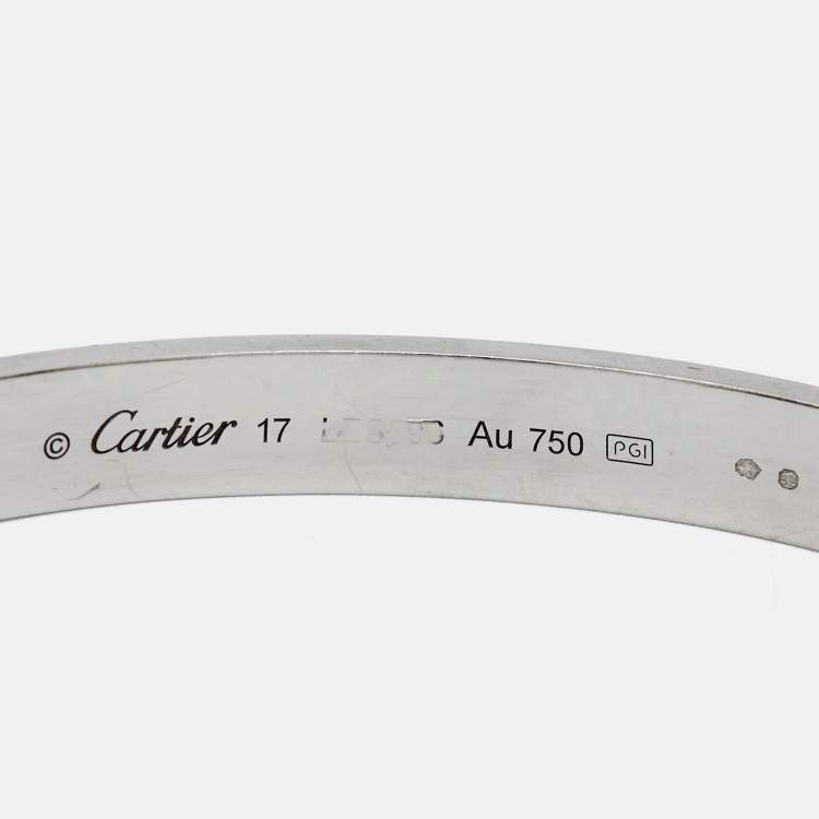 Pre Owned Cartier Love  18k White Gold Open Cuff Bracelet 17