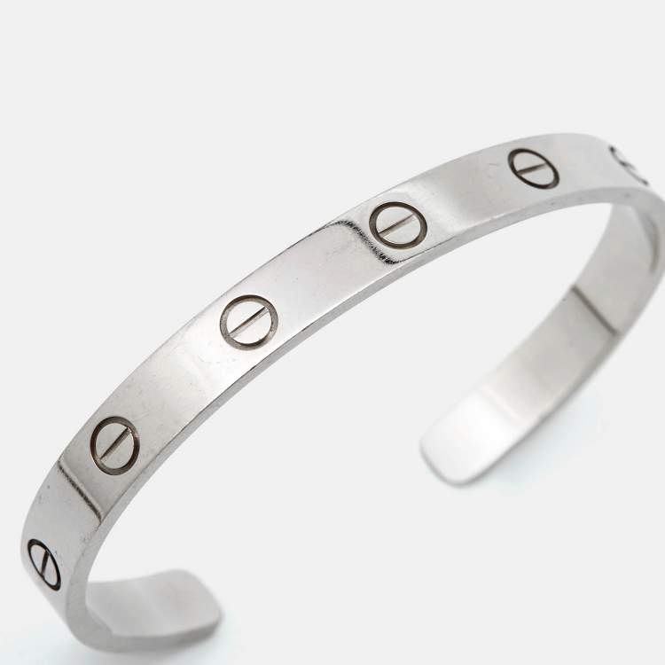 Pre Owned Cartier Love  18k White Gold Open Cuff Bracelet 17