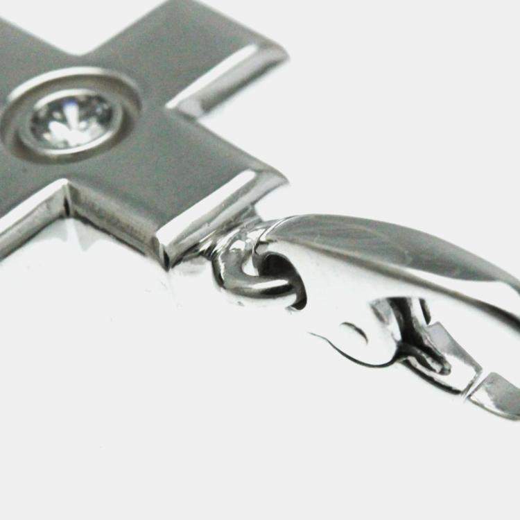 Pre Owned Cartier 18K White Gold and Diamond Cross Charm 