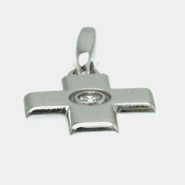 Pre Owned Cartier 18K White Gold and Diamond Cross Charm 