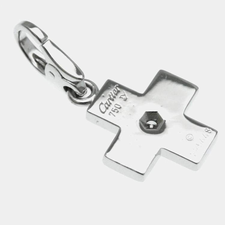 Pre Owned Cartier 18K White Gold and Diamond Cross Charm 