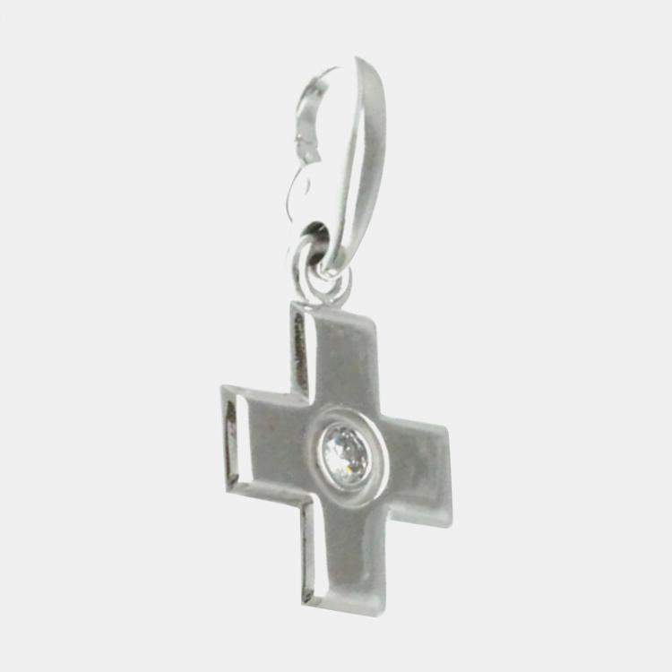 Pre Owned Cartier 18K White Gold and Diamond Cross Charm 