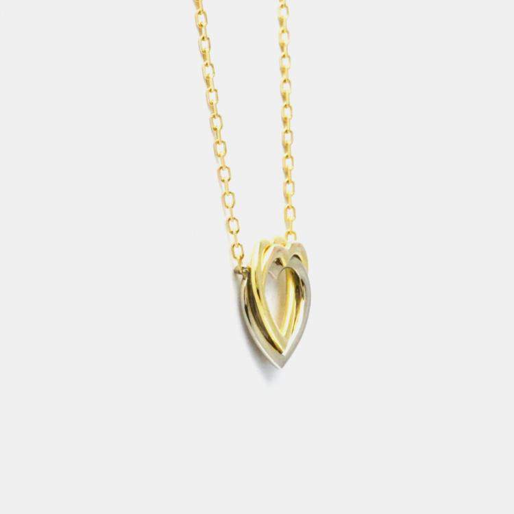 Pre Owned Cartier 18K Yellow, Rose, White Gold Trinity Heart Pendant Necklace