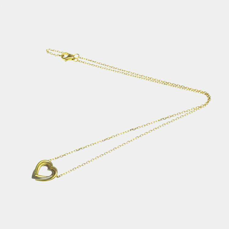Pre Owned Cartier 18K Yellow, Rose, White Gold Trinity Heart Pendant Necklace